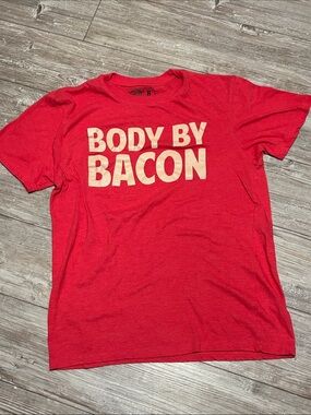 Crazy Dog T-Shirts Red "Body By Bacon" Graphic Tee